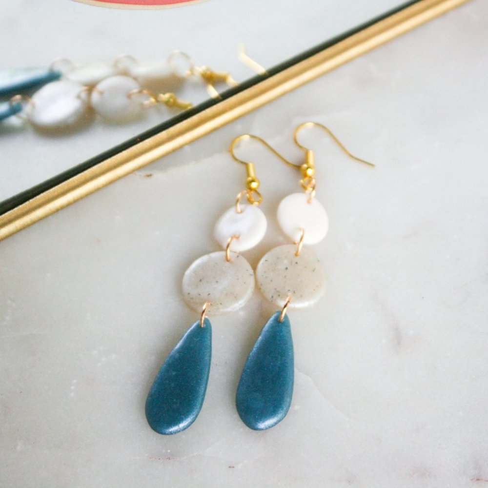 Vintage Inspired Drop Earrings- London Blue Topaz